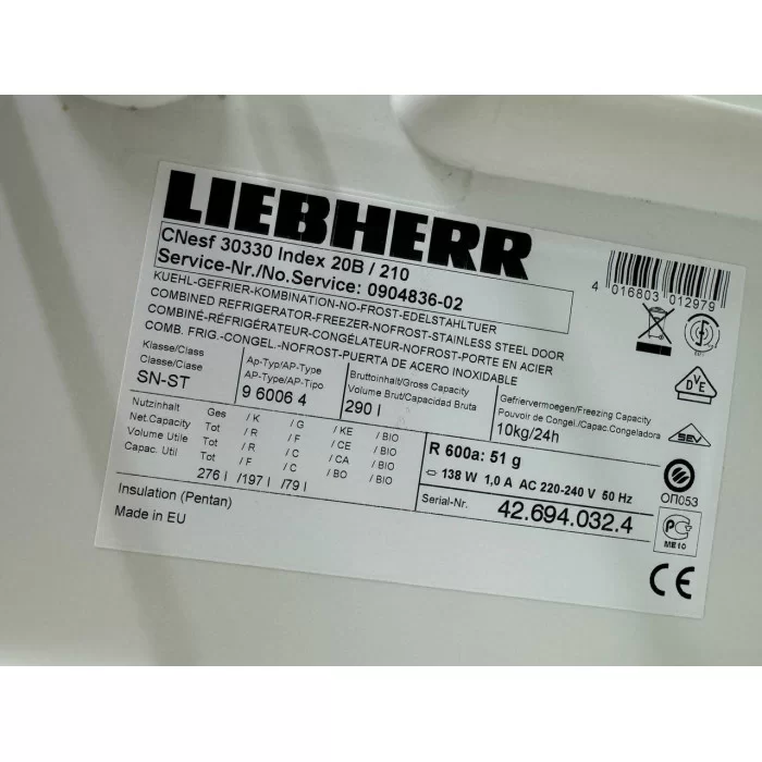 Двухкамерный холодильник Liebherr CNesf 3033 Б/У